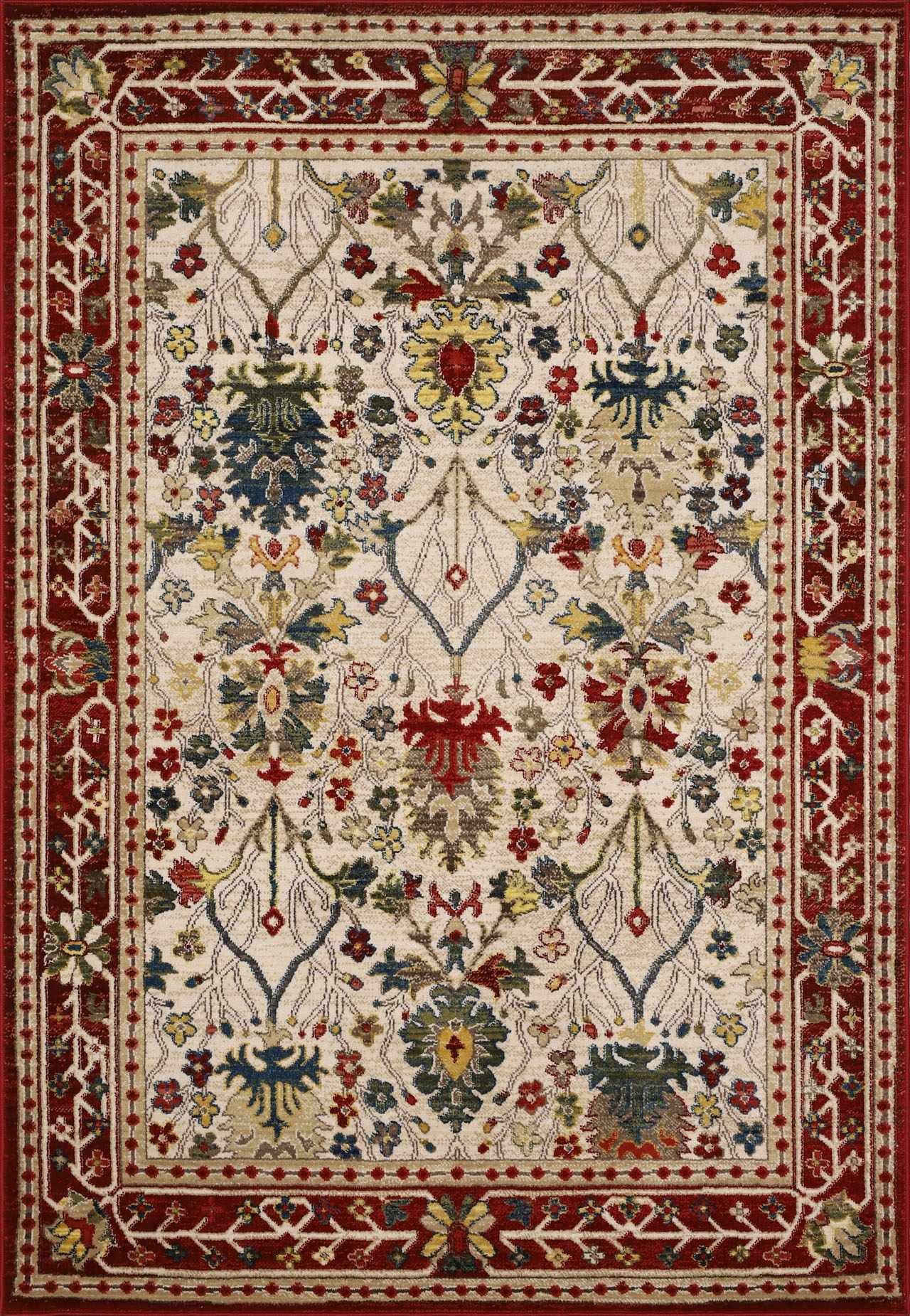 Neola White/Red Damask Area Rug by Boutique Rugs