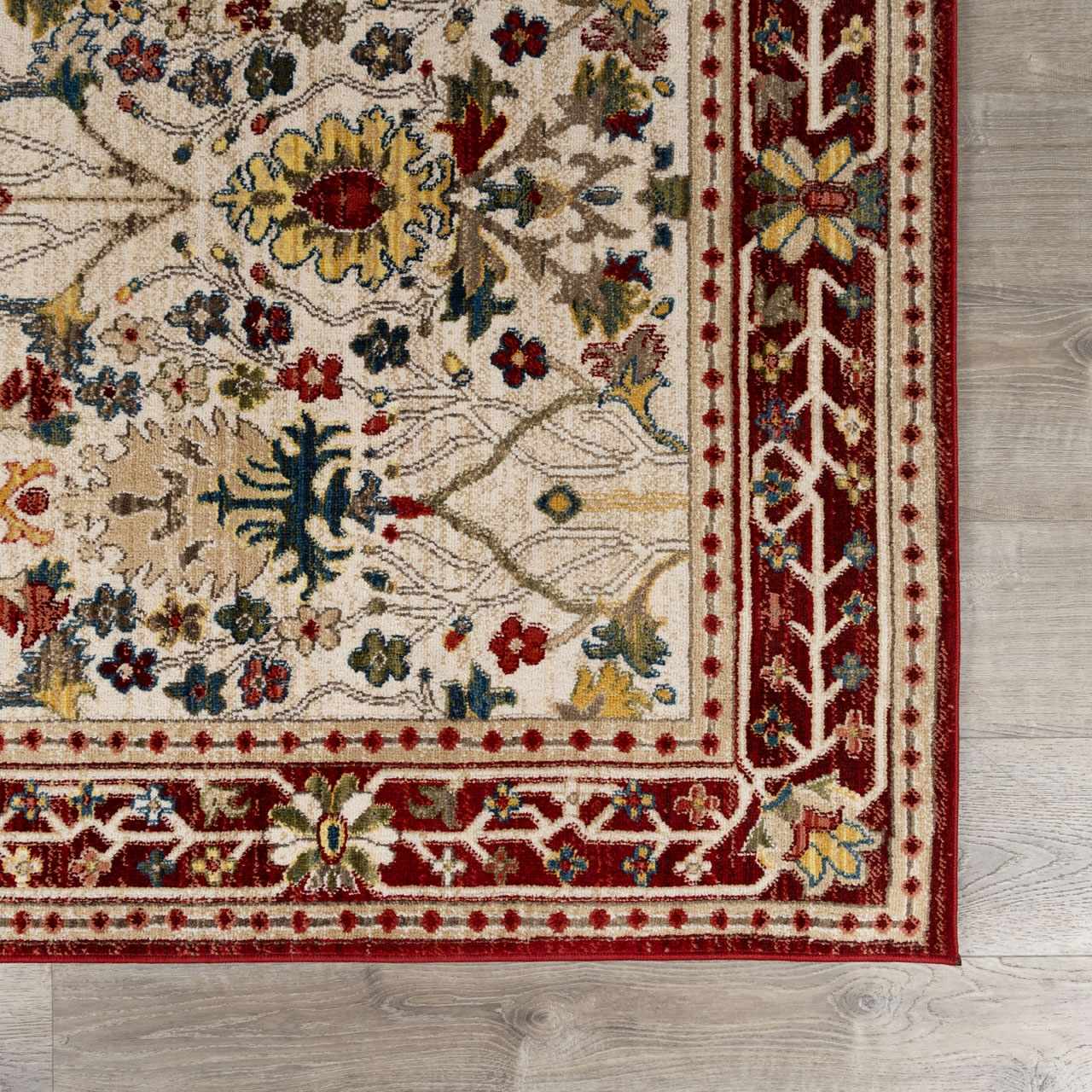 Neola White/Red Damask Area Rug by Boutique Rugs