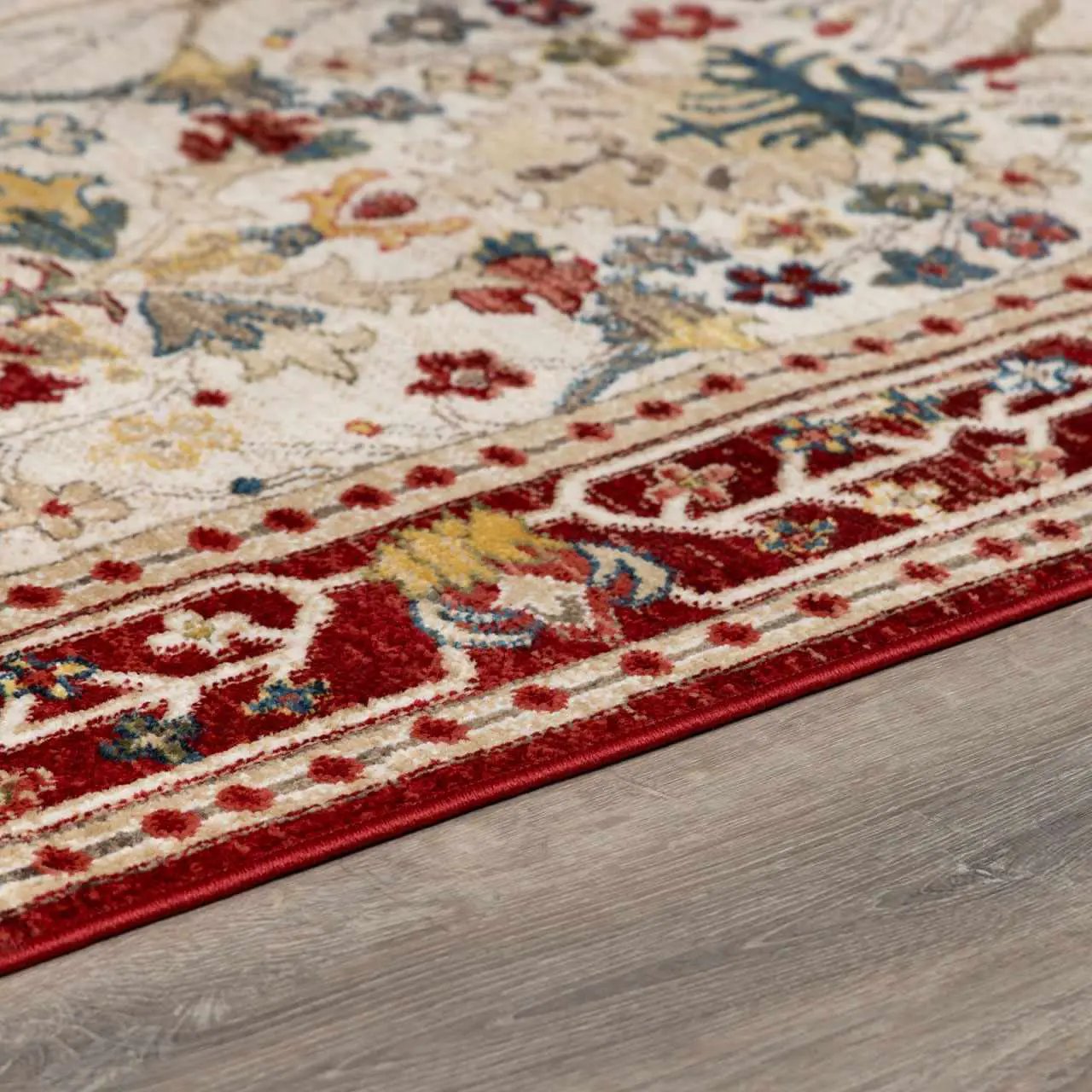 Neola White/Red Damask Area Rug by Boutique Rugs