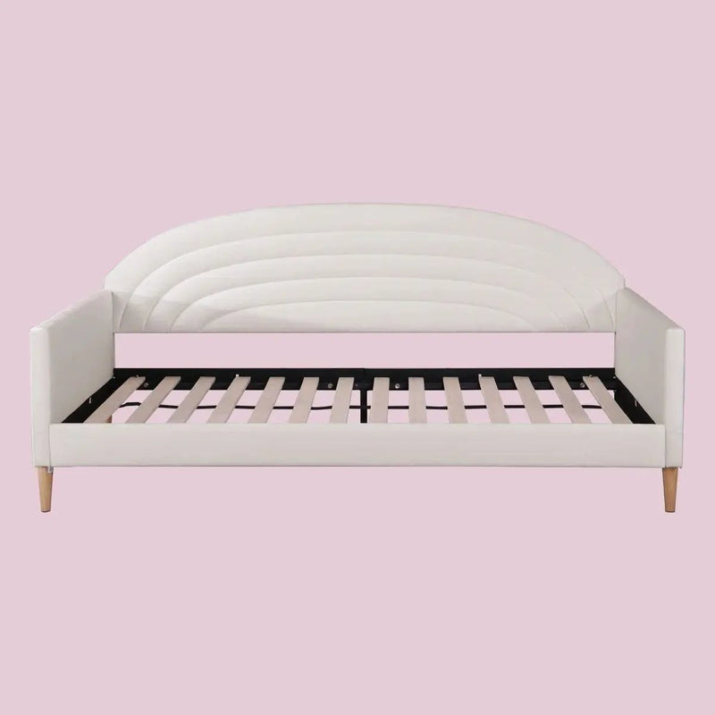 Twin size Mid-Century Modern Off-White Cream Velvet Upholstered Daybed by HomePacific