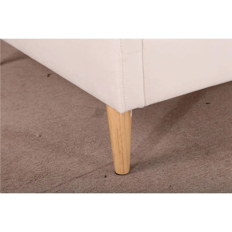 Twin size Mid-Century Modern Off-White Cream Velvet Upholstered Daybed by HomePacific