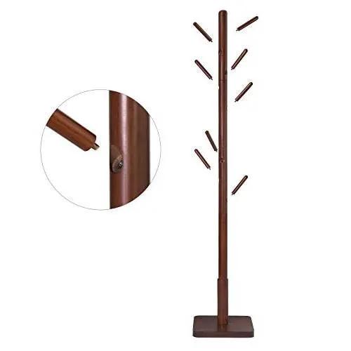 Adjustable Height Mid-Century Modern Style Coat Rack in Walnut Wood Finish by HomePacific
