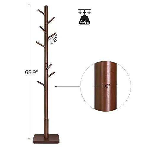 Adjustable Height Mid-Century Modern Style Coat Rack in Walnut Wood Finish by HomePacific