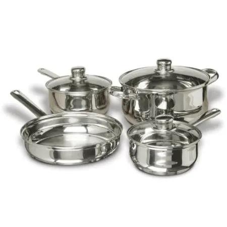 7-Piece Stainless Steel Cookware Set with Tempered Glass Lids by HomePacific
