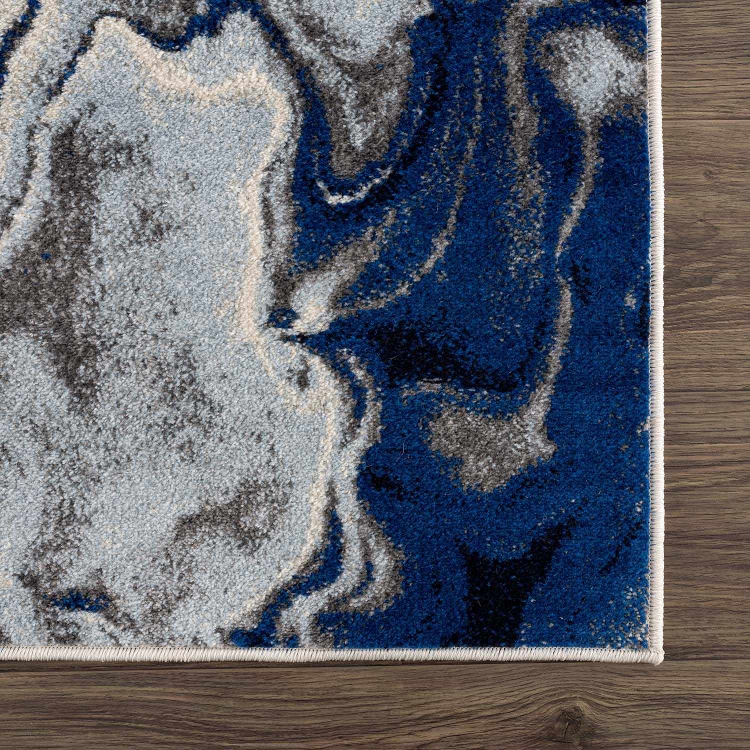 Glendon Cream Blue Marble Rug - Clearance by Boutique Rugs