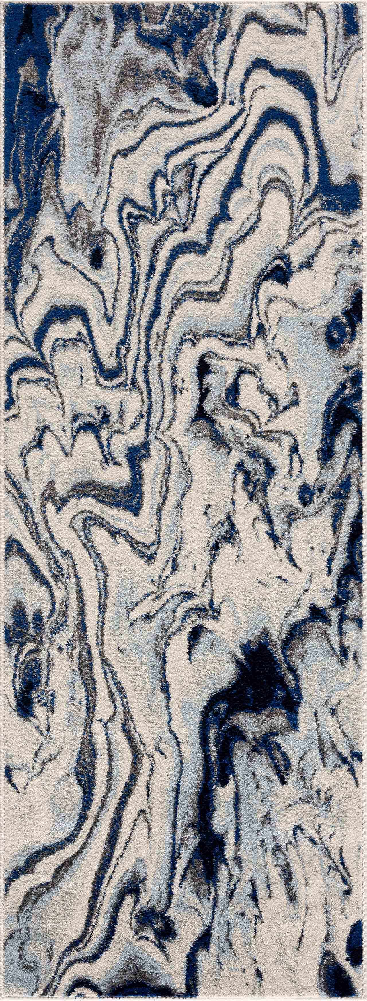 Glendon Cream Blue Marble Rug - Clearance by Boutique Rugs