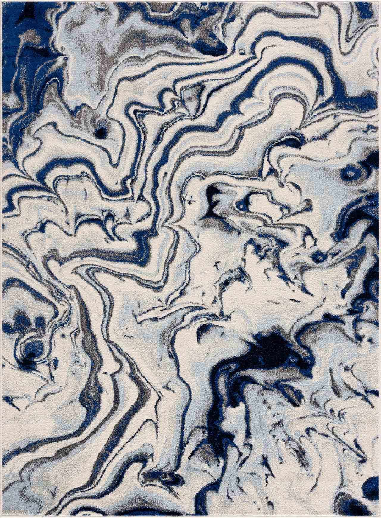 Glendon Cream Blue Marble Rug - Clearance by Boutique Rugs