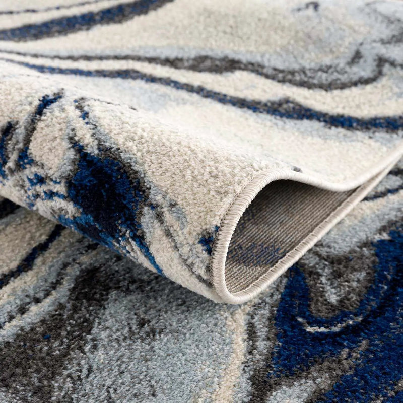 Glendon Cream Blue Marble Rug - Clearance by Boutique Rugs