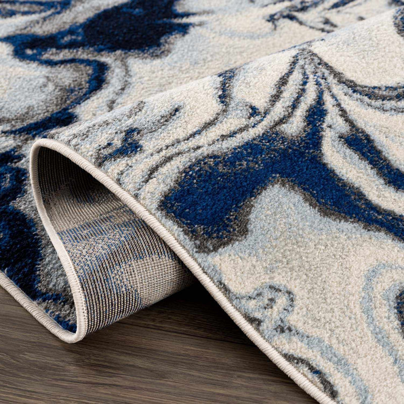 Glendon Cream Blue Marble Rug - Clearance by Boutique Rugs