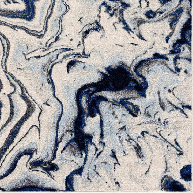 Glendon Cream Blue Marble Rug - Clearance by Boutique Rugs