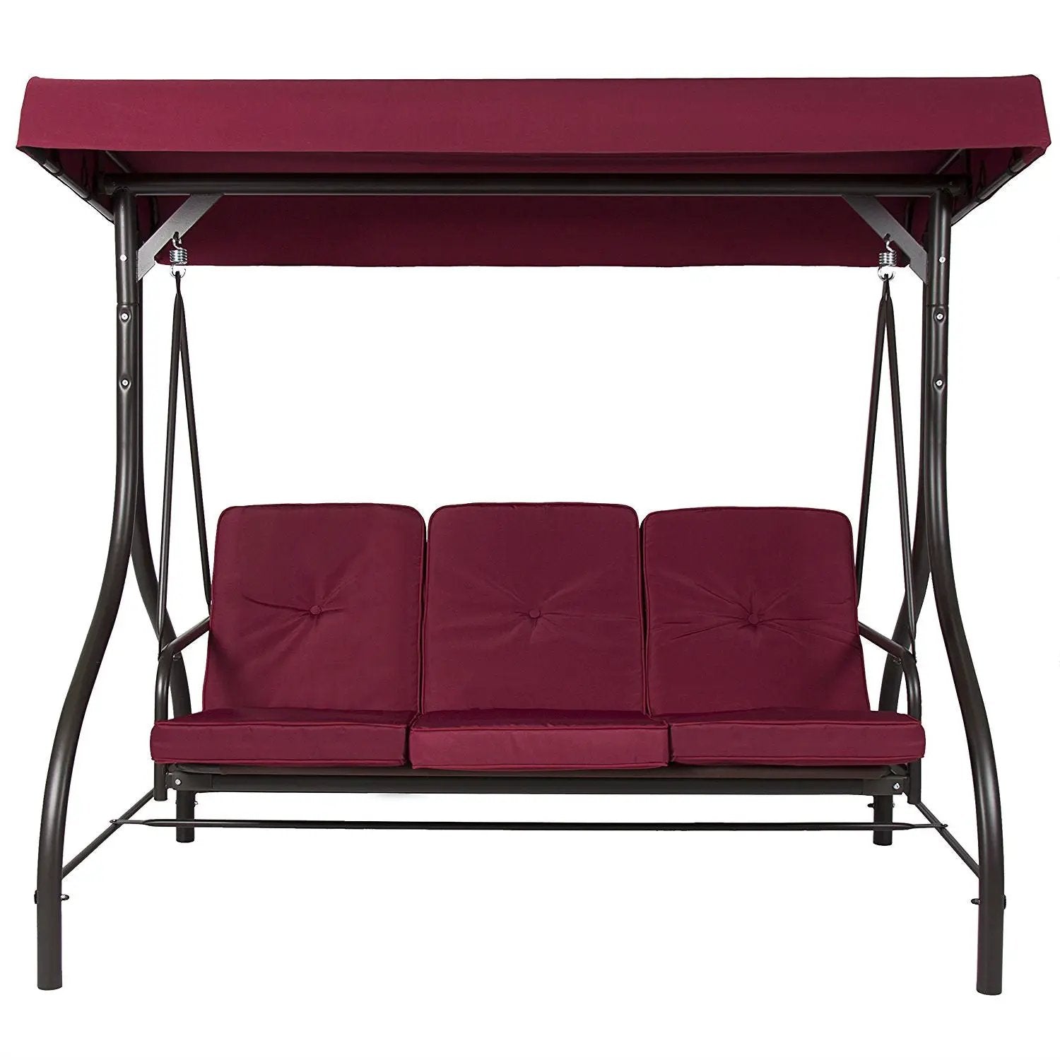 Burgundy Outdoor Patio Deck Porch Canopy Swing with Cushions by HomePacific