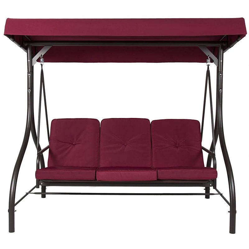 Burgundy Outdoor Patio Deck Porch Canopy Swing with Cushions by HomePacific