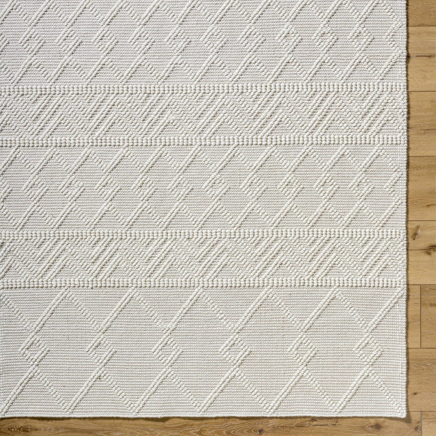 Caelum White Wool-Blend Rug by Boutique Rugs