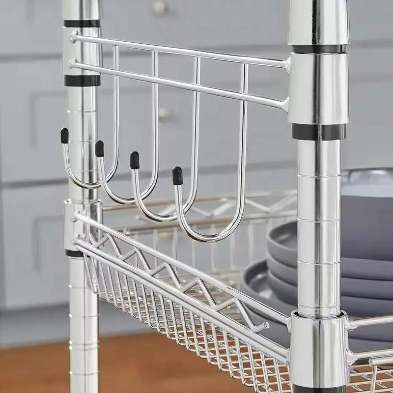 Compact Kitchen Cart with Stainless Steel Top and 2 Bottom Storage Shelves by HomePacific