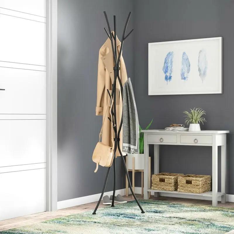 Metal Tree Branch Style Coat Rack with Multiple Hooks in Black by HomePacific