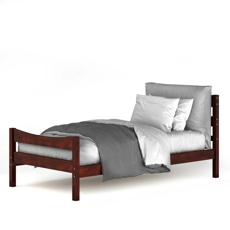 Twin size Farmhouse Style Pine Wood Platform Bed Frame in Walnut by HomePacific
