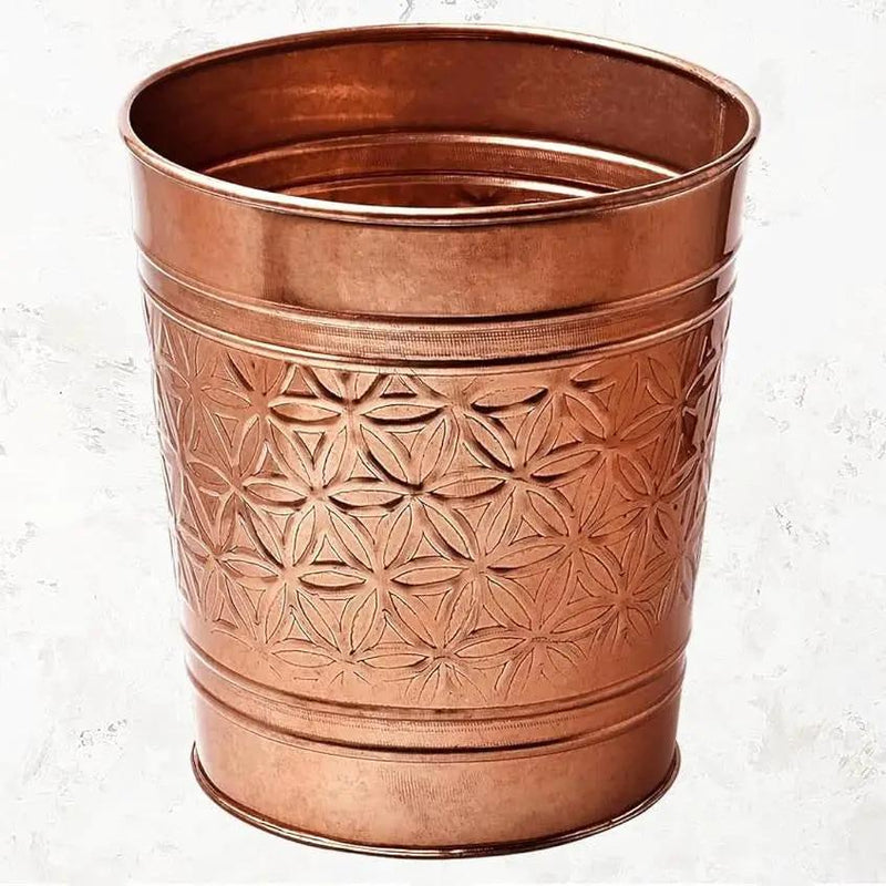 Bathroom Bedroom Metal Trash Can Waste Basket in Copper Finish by HomePacific