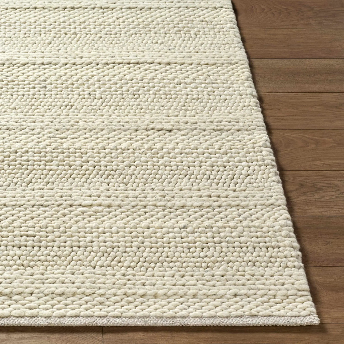 Clarke Beige Textured Wool Rug by Boutique Rugs