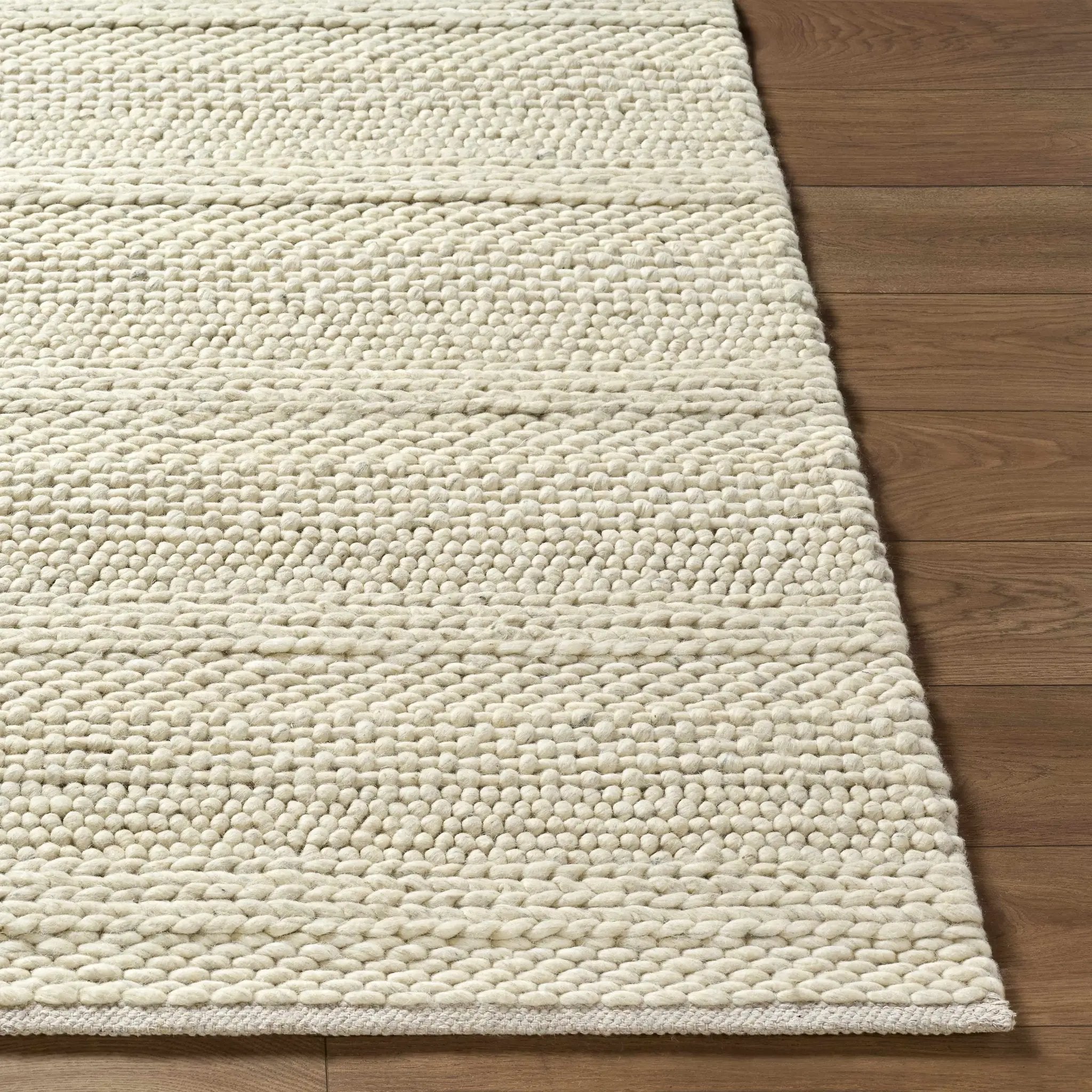 Clarke Beige Textured Wool Rug by Boutique Rugs