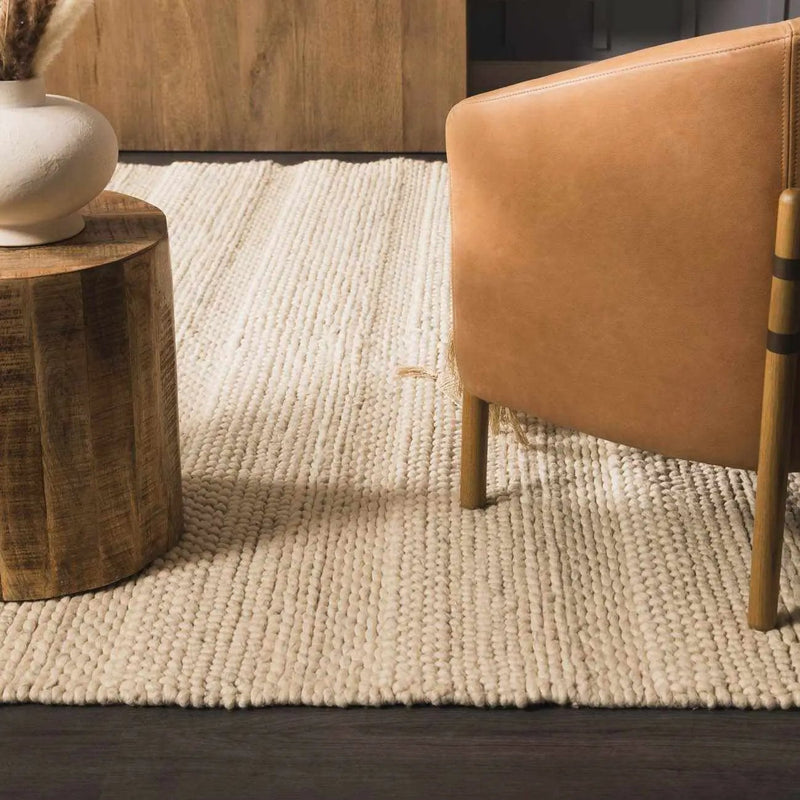 Clarke Beige Textured Wool Rug by Boutique Rugs