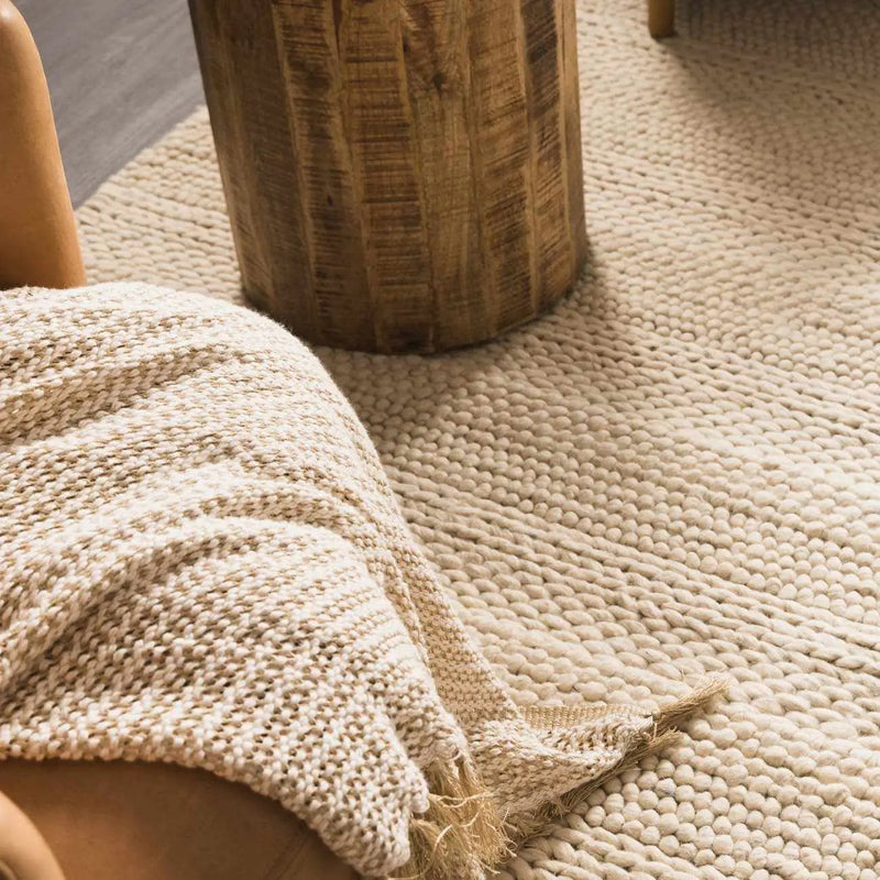 Clarke Beige Textured Wool Rug by Boutique Rugs