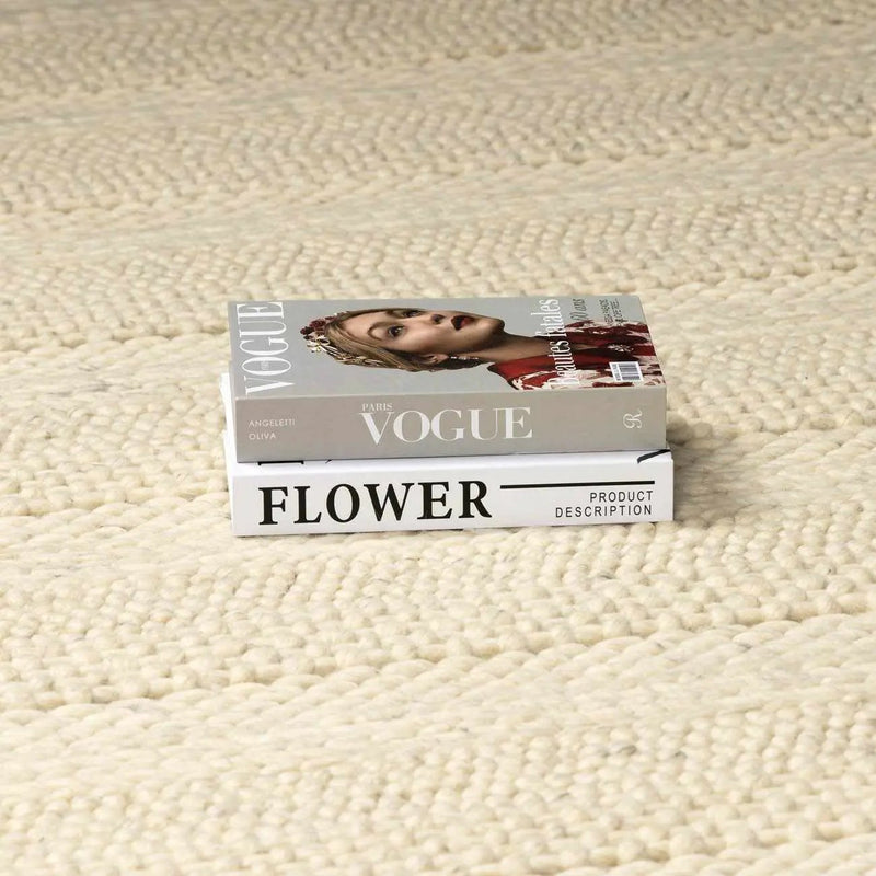 Clarke Beige Textured Wool Rug by Boutique Rugs