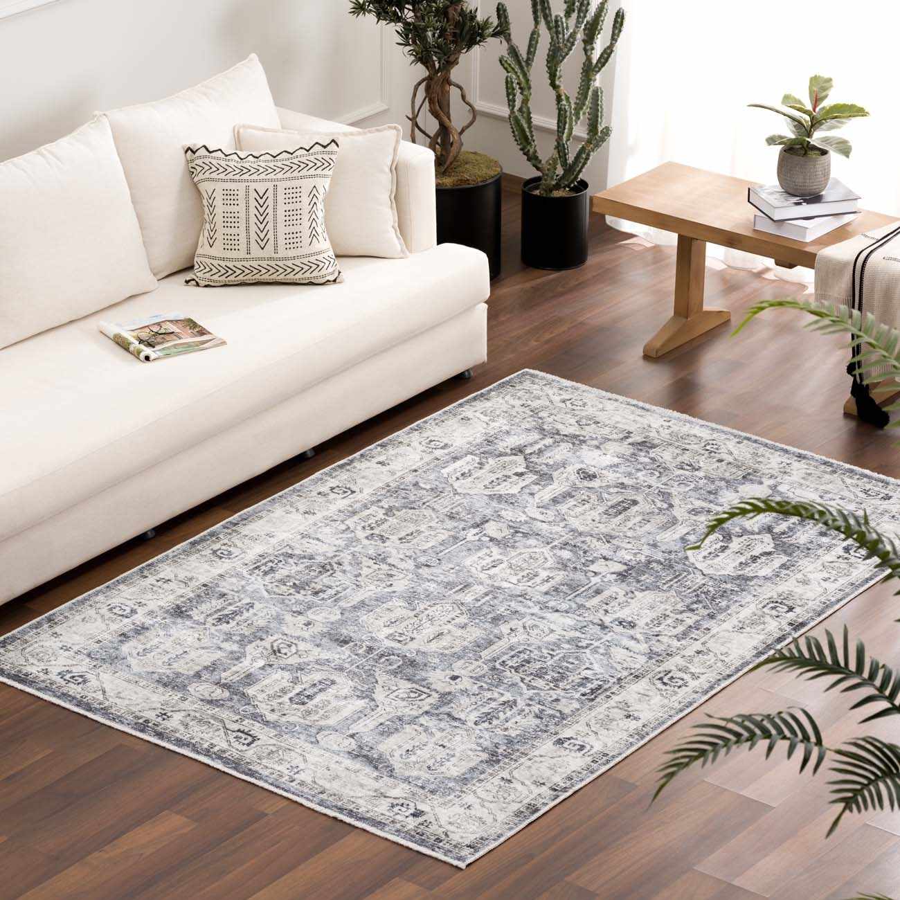 Off White Holi-4602 Washable Area Rug - Clearance by Boutique Rugs