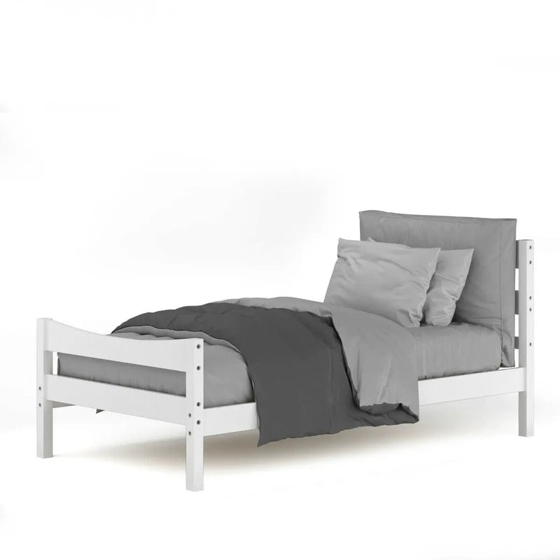 Twin size Farmhouse Style Pine Wood Platform Bed Frame in White by HomePacific