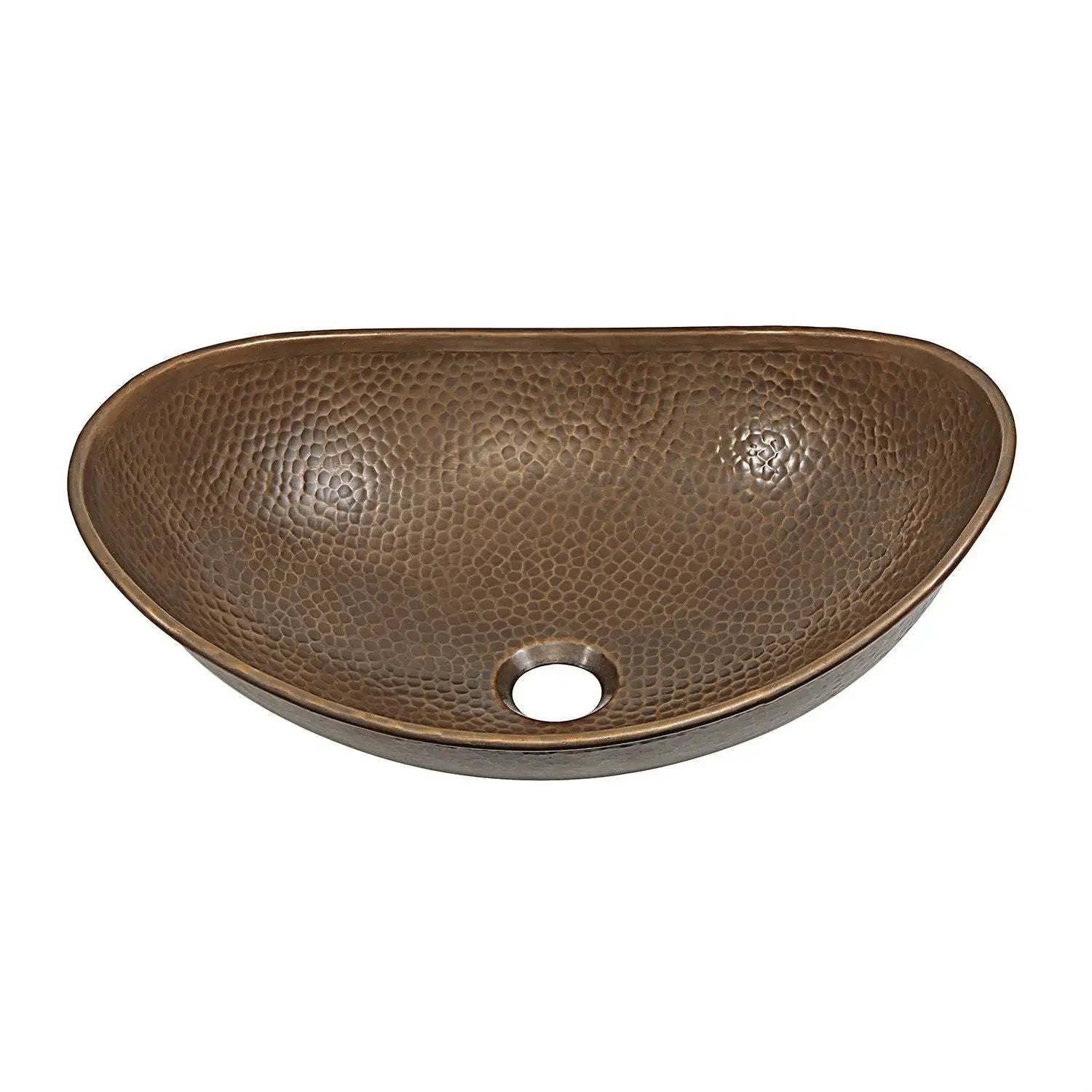 Hammered Copper Bath Vessel Sink Oval 19 x 14 inch by HomePacific