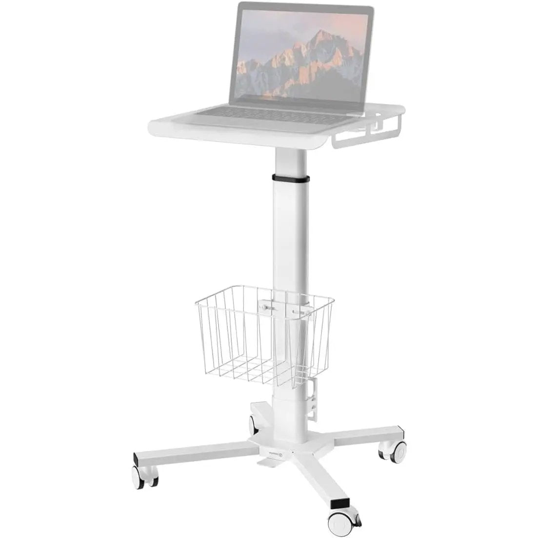 Hospital Style White Mobile Stand-Up Computer Desk Portable Workstation by HomePacific