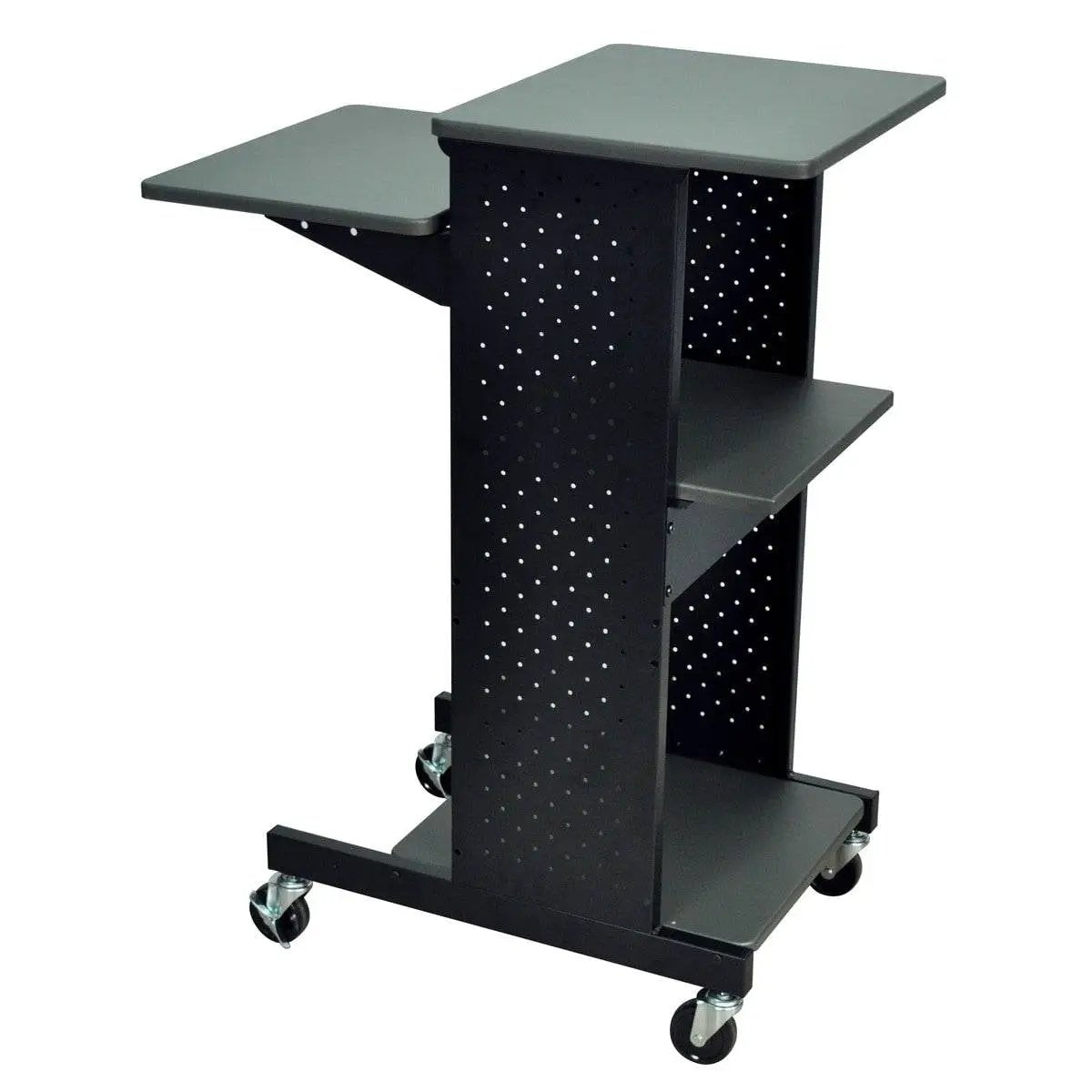 Dark Grey Metal Multifunction Mobile Stand-Up Computer Desk Workstation by HomePacific