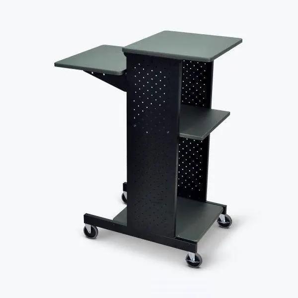 Dark Grey Metal Multifunction Mobile Stand-Up Computer Desk Workstation by HomePacific