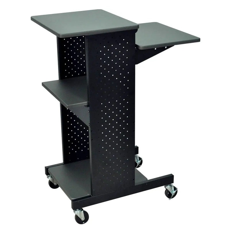 Dark Grey Metal Multifunction Mobile Stand-Up Computer Desk Workstation by HomePacific