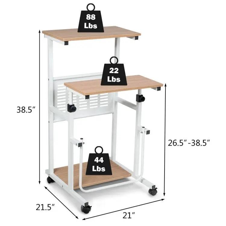 Multifunction Adjustable Height Mobile Stand-Up Computer Desk Work Station by HomePacific