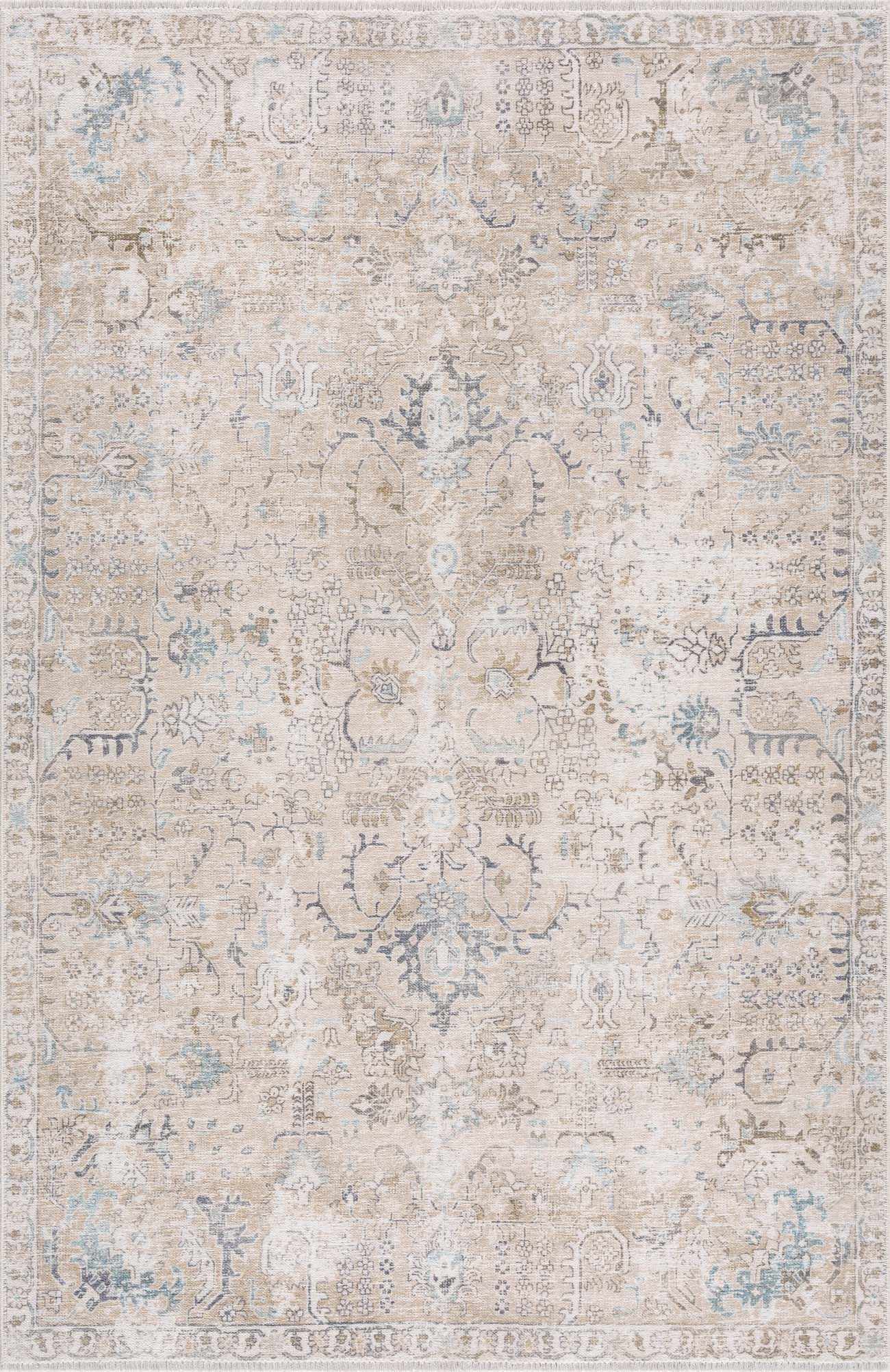 Beige Holi-4600 Washable Area Rug - Clearance by Boutique Rugs