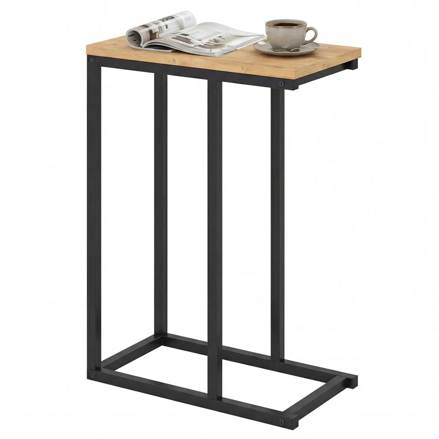 C-Shaped End Table Small Side Table with Sturdy Metal Frame by DirectDeals