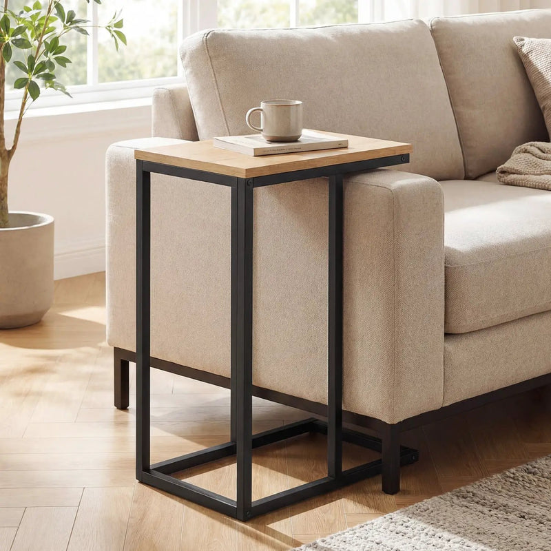 C-Shaped End Table Small Side Table with Sturdy Metal Frame by DirectDeals