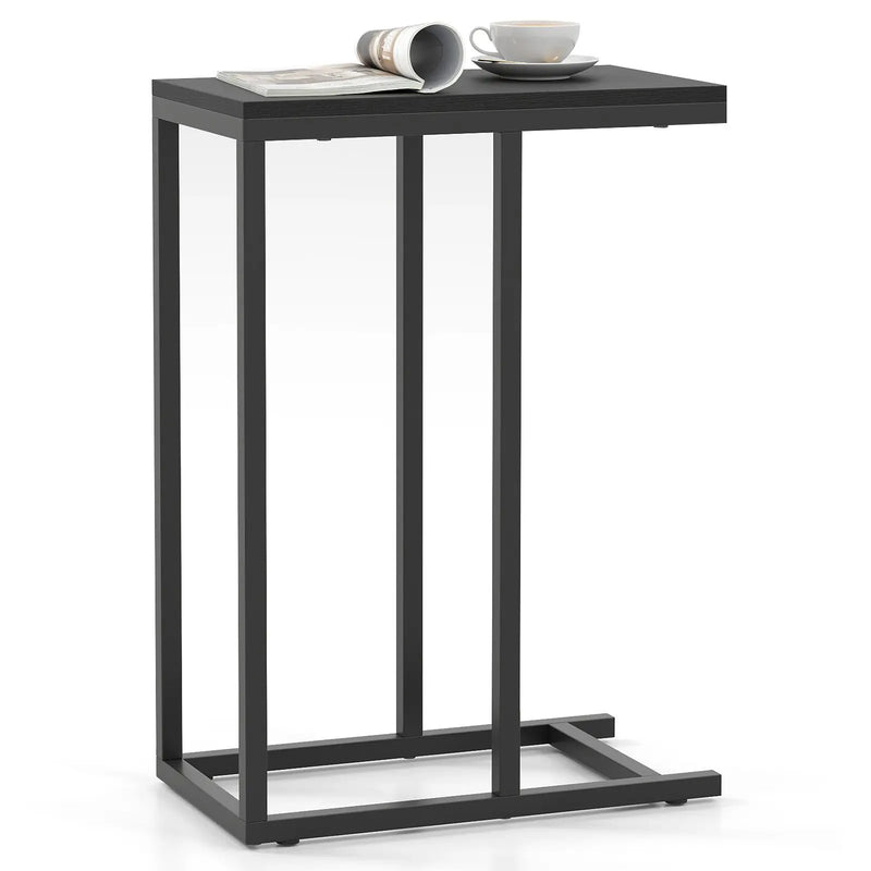 C-shaped End Table Slide Under Couch TV Tray for Coffee Laptop Tablet by DirectDeals