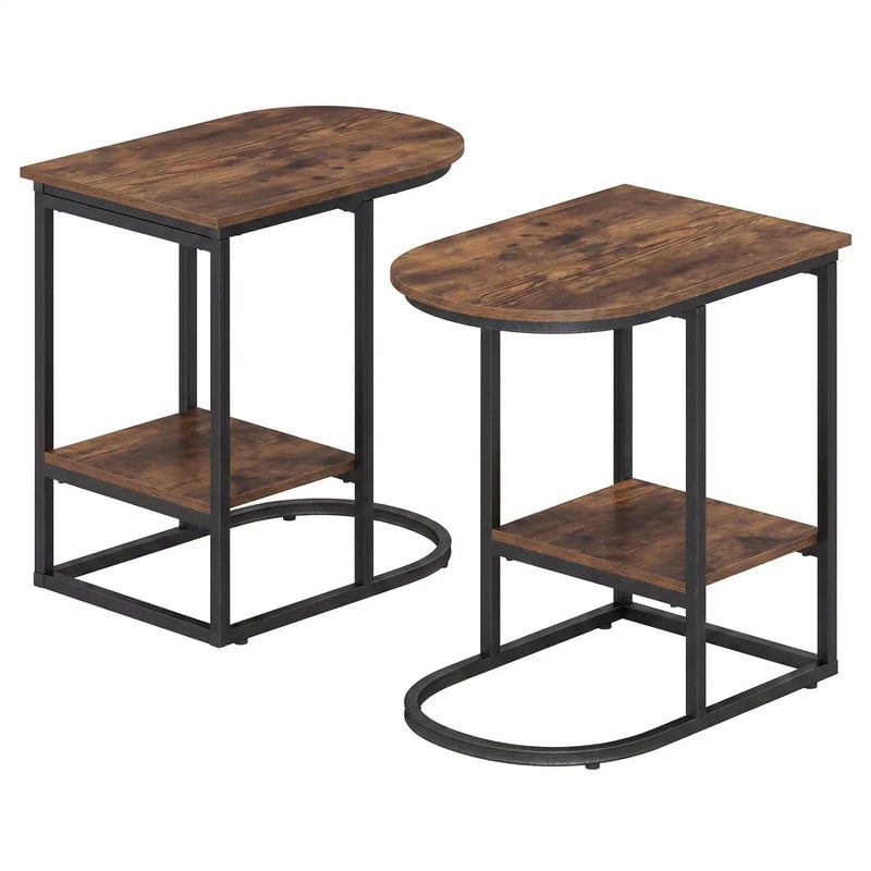 C-Shaped Side Table with Storage Shelf and Marble Top by DirectDeals