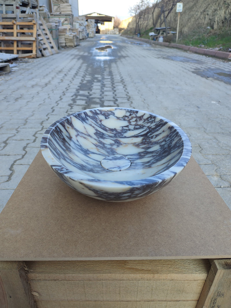Calacatta Viola Marble Oval Shape Above Vanity Bathroom Sink (W)14" (L)18" (H)5" by GobekDesign