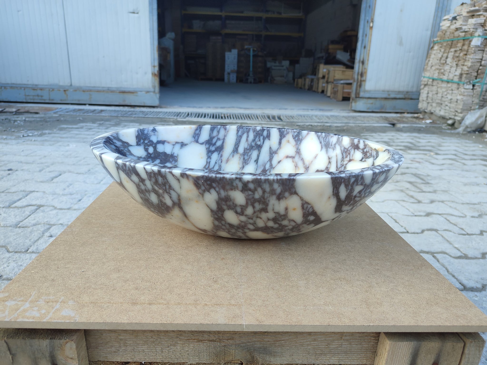 Calacatta Viola Marble Oval Shape Above Vanity Bathroom Sink (W)14" (L)18" (H)5" by GobekDesign