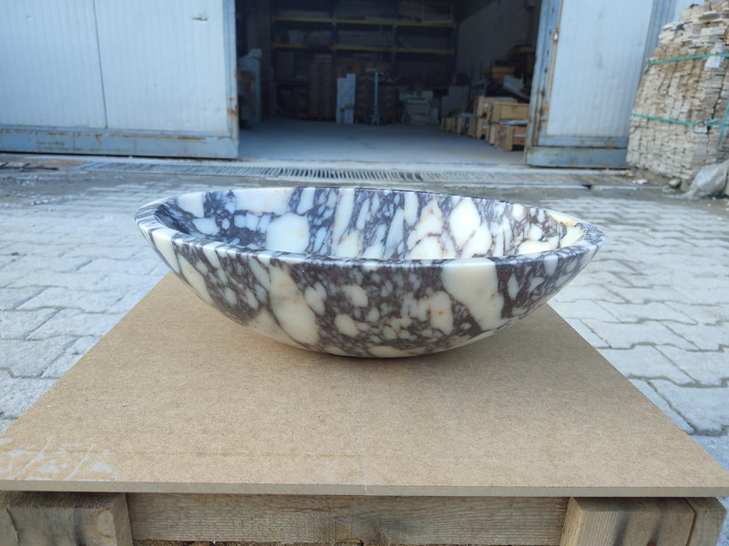 Calacatta Viola Marble Oval Shape Above Vanity Bathroom Sink (W)14" (L)18" (H)5" by GobekDesign