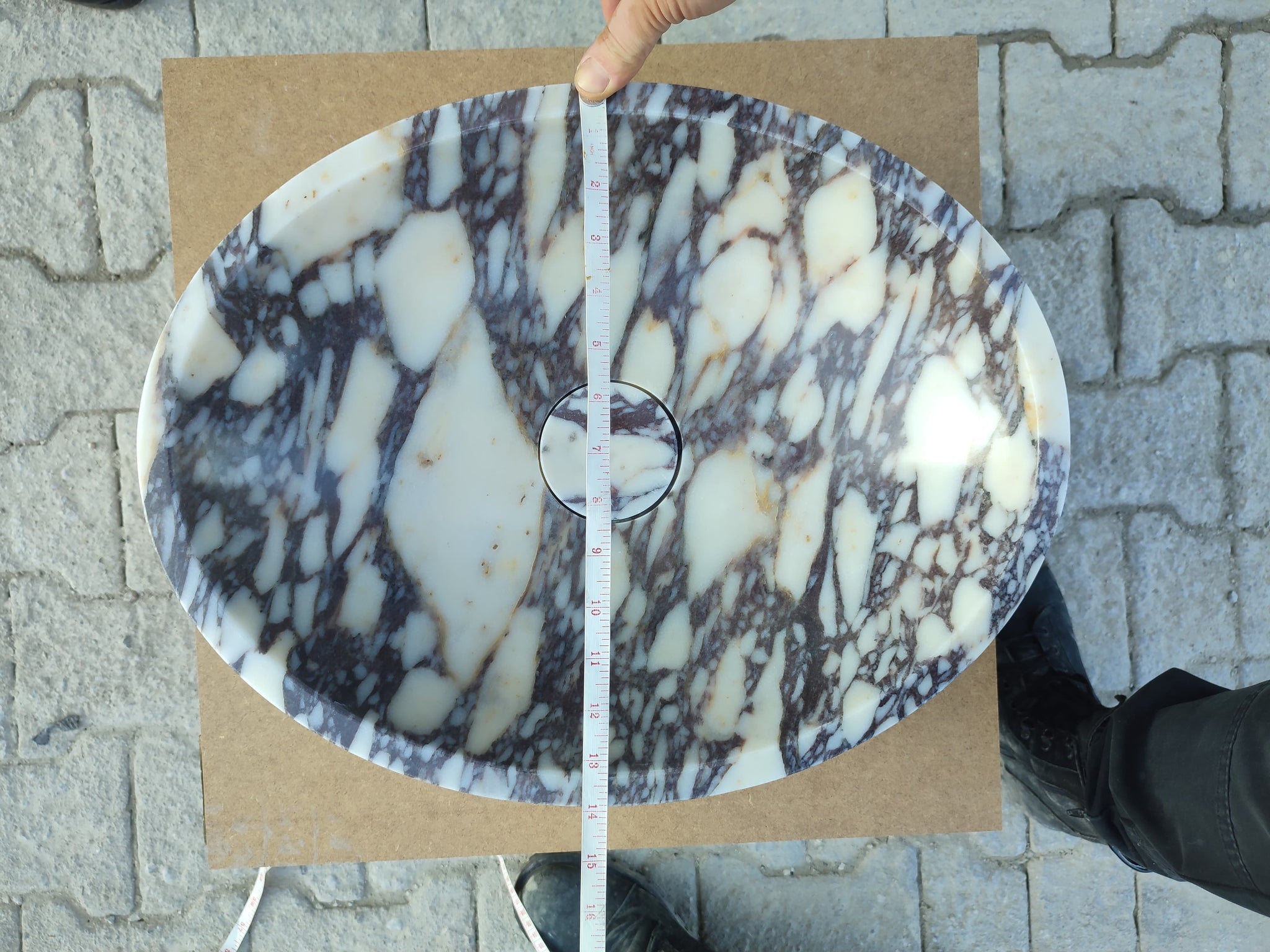 Calacatta Viola Marble Oval Shape Above Vanity Bathroom Sink (W)14" (L)18" (H)5" by GobekDesign