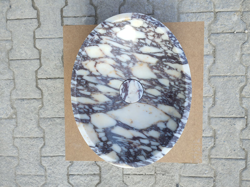 Calacatta Viola Marble Oval Shape Above Vanity Bathroom Sink (W)14" (L)18" (H)5" by GobekDesign
