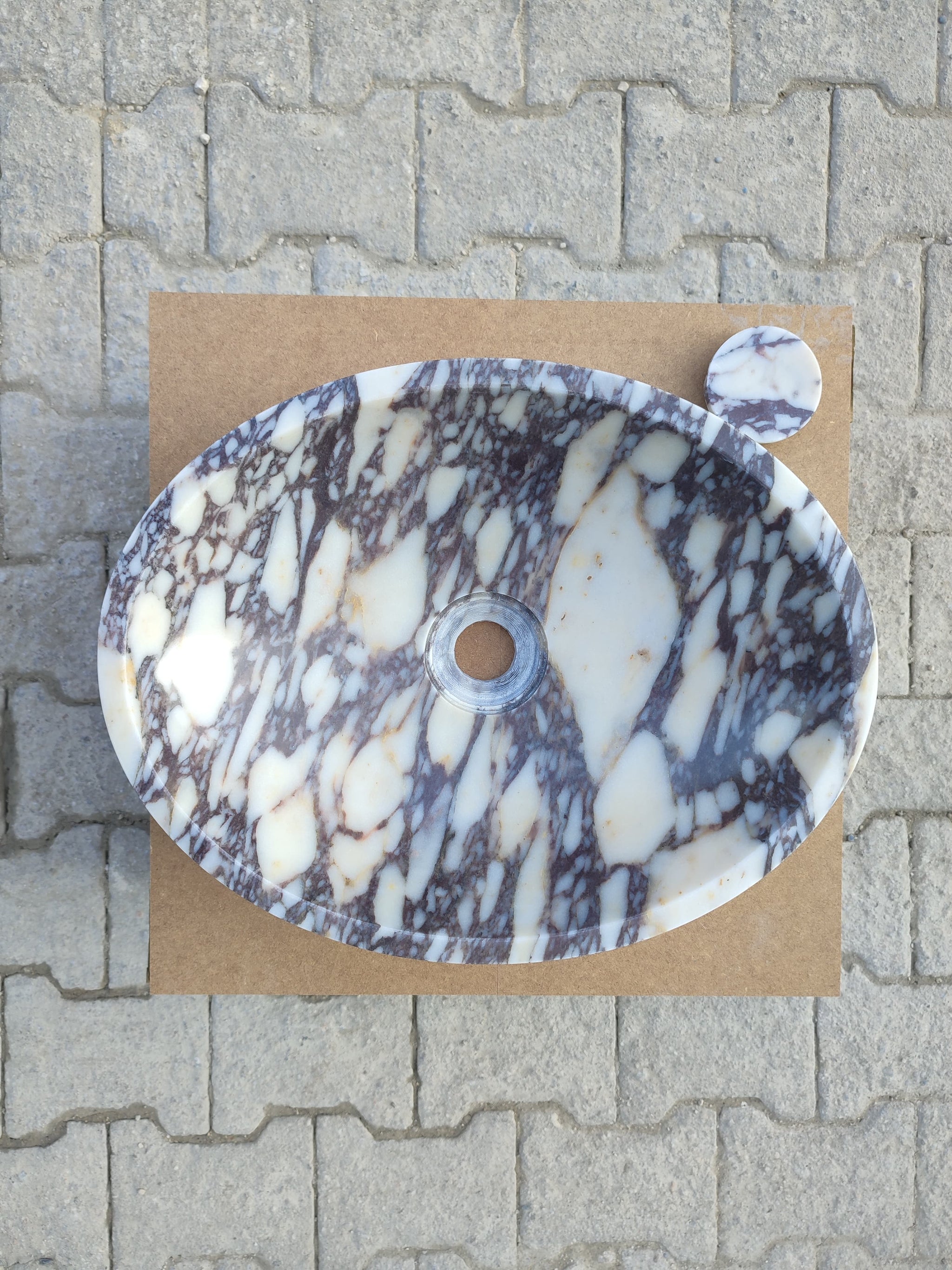 Calacatta Viola Marble Oval Shape Above Vanity Bathroom Sink (W)14" (L)18" (H)5" by GobekDesign