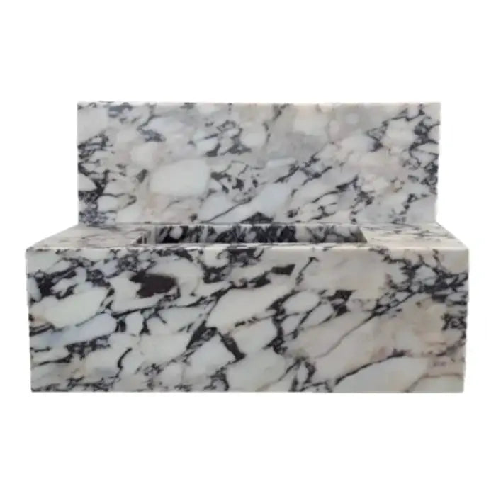 Calacatta Viola Marble Wall-mount Bathroom Sink 16x32 with Backsplash by GobekDesign