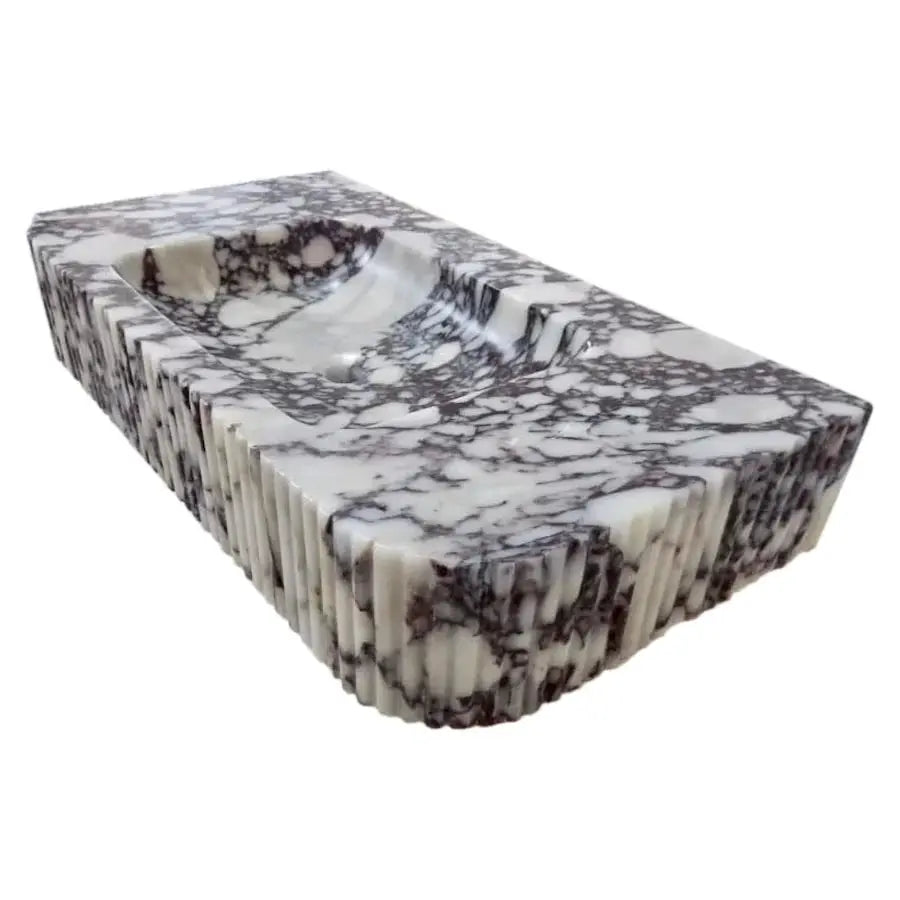Calacatta Viola Marble Wall-mount Bathroom Vanity - Handcrafted Ribbed Textured 18x32x6 by GobekDesign