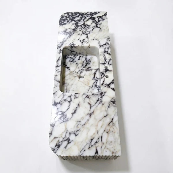 Calacatta Viola Marble Custom Wall-Mount Bathroom Sink with Fluted Front & Sides – 60" x 20" x 10", photo 5 of 8