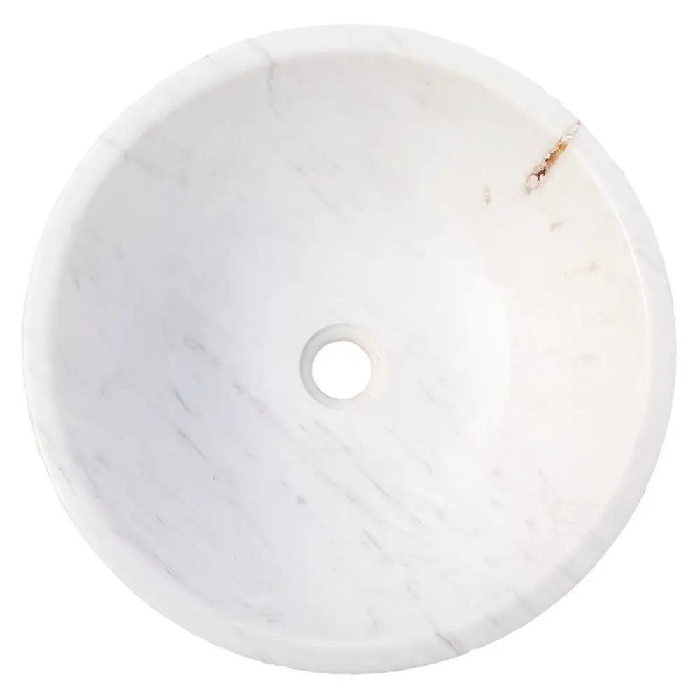 Calacatta White Marble Vessel Sink Bowl - Polished Interior 16x5 by GobekDesign