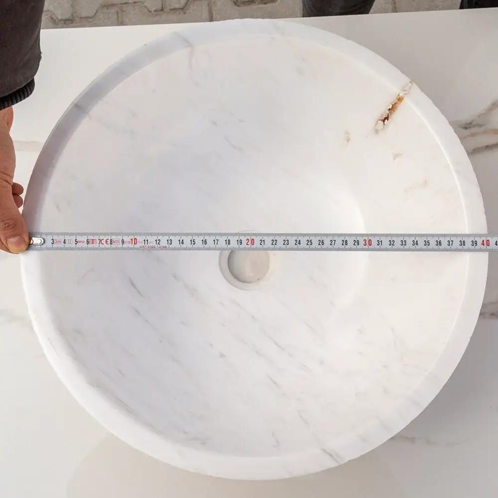Calacatta White Marble Vessel Sink Bowl - Polished Interior 16x5 by GobekDesign